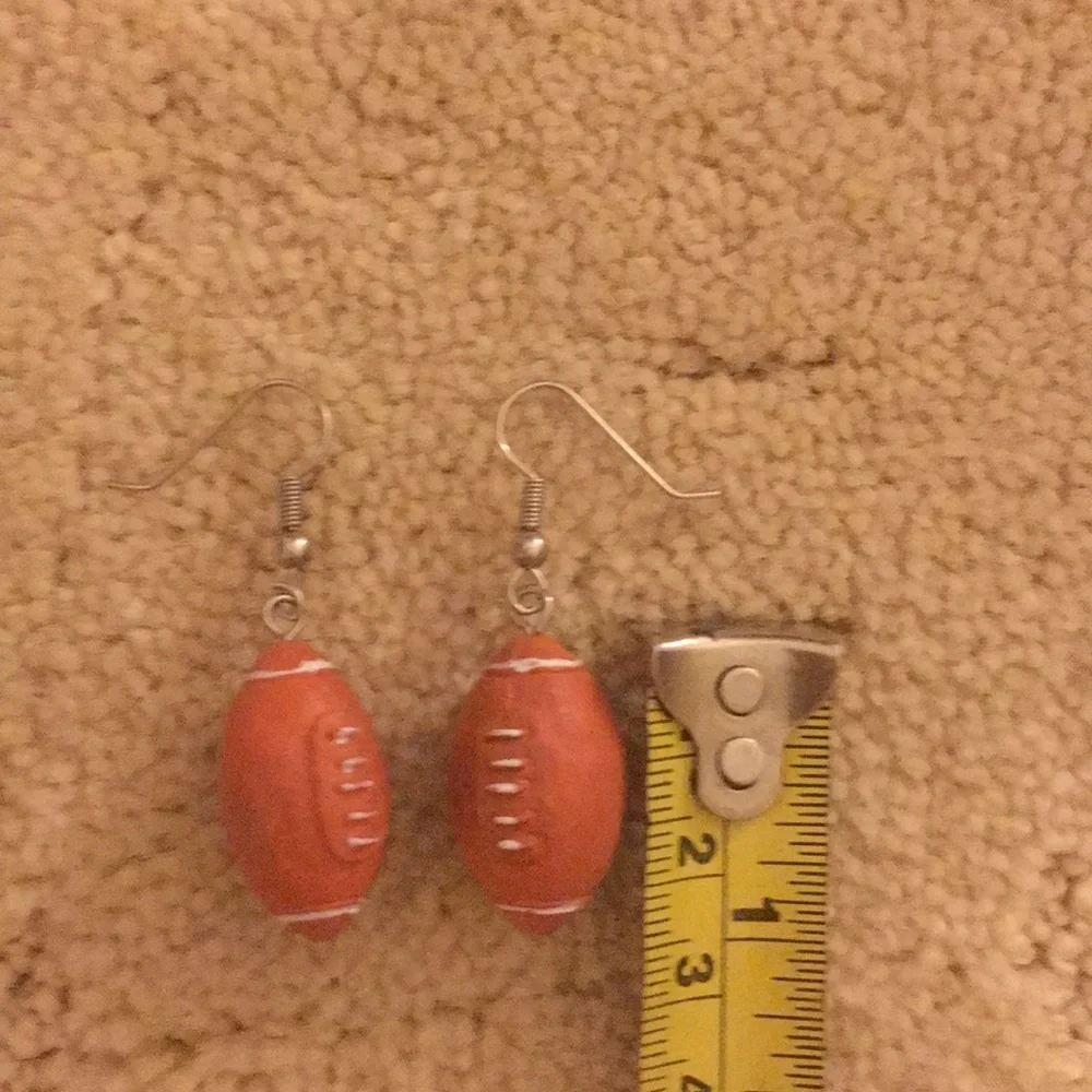 Dangle football earrings - Picture 4 of 4